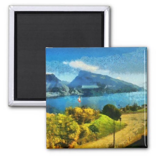 Zazzle - 2 Inch Square Magnet - Wonderful lake landscape in Switzerland