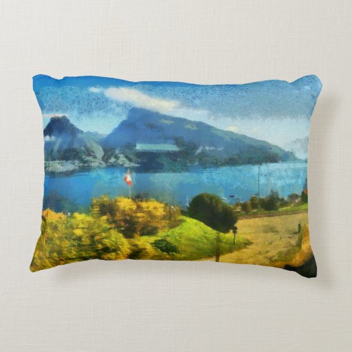 Zazzle - Accent Pillow - Wonderful lake landscape in Switzerland