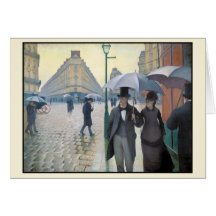 Wonderfully realistic painting Rainy day in Paris Greeting Cards