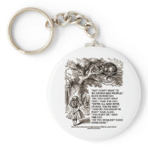 Wonderland Alice Go Among Mad People Quote Key Chain