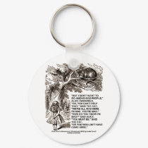 Wonderland Alice Go Among Mad People Quote keychains