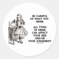 Wonderland Be Careful What You Drink (Alice) Round Stickers