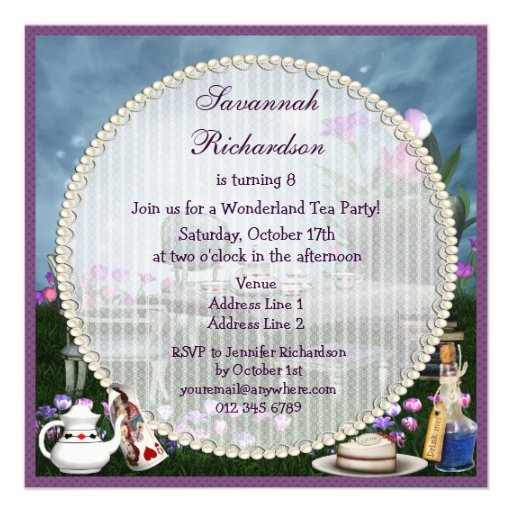 Wonderland Birthday Tea Party Personalized Invitation