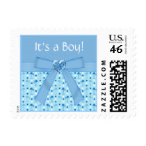 Wonderland Blue Flamingos New Baby Boy Stamps
