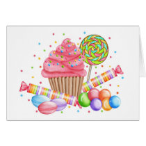 Wonderland Cupcake Candy Lollipop Sweet Tarts Greeting Card