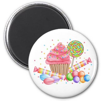 Wonderland Cupcake Candy Lollipop Sweet Tarts Fridge Magnet