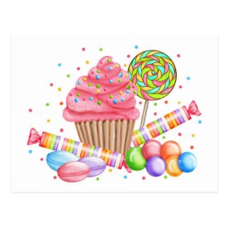 Wonderland Cupcake Candy Lollipop Sweet Tarts Post Card