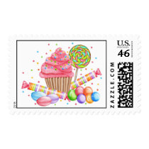 Wonderland Cupcake Lollipop Candy Postage Stamps stamps