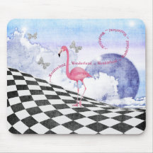 Wonderland Pink Flamingo Fantasy Art Mousepad