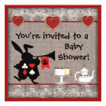 Wonderland Rabbit Herald Baby Shower Invites
