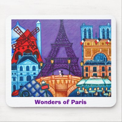 Wonders of Paris Mouse Pad Mousepad by LisaLorenzPaintings