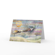 Wondrous Flight Halloween Witch Card