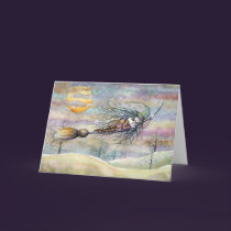 Wondrous Flight Halloween Witch Card cards