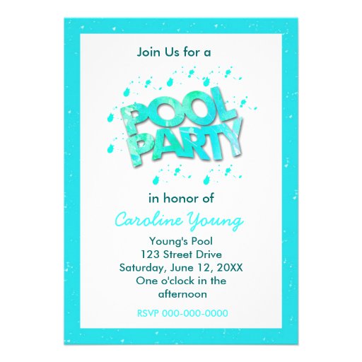 Wondrous Watercolors Pool Party Invitation