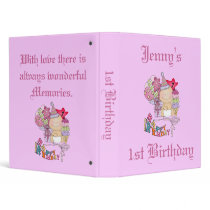 Wonky Happy Birthday Girl 1 Year Old Binders