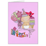 Wonky Happy Birthday Girl 1 Year Old Greeting Cards