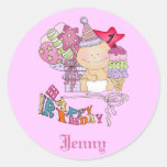 Wonky Happy Birthday Girl 1 Year Old Sticker