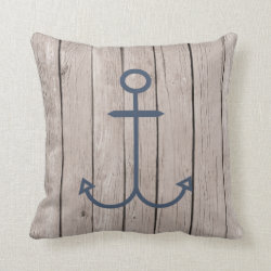 Wood and Anchor Throw Pillow