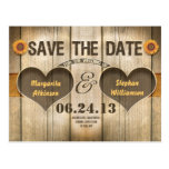 wood and sunflowers save the date invitations post card