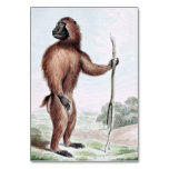 Wood Baboon with Walking Stick Table Cards