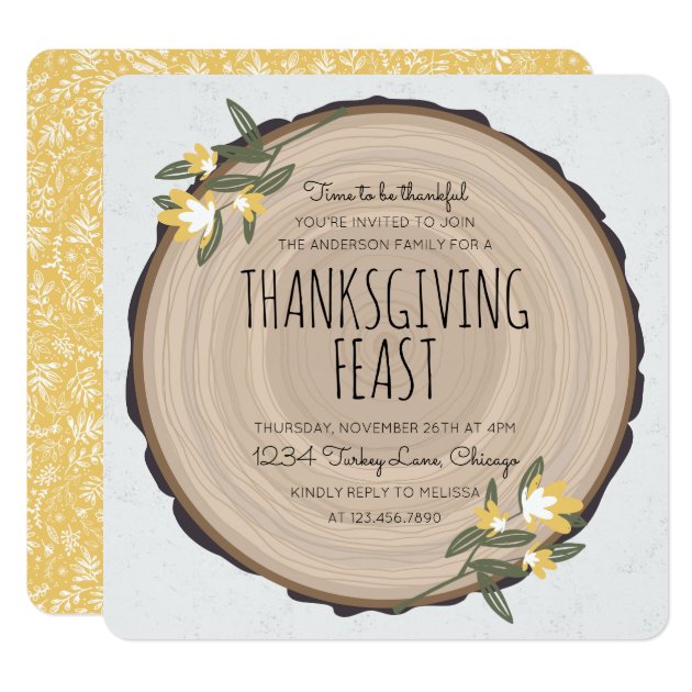 Wood Carving Thanksgiving Invite (front side)
