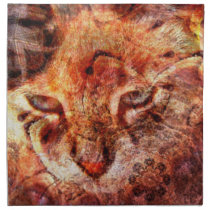 Wood Cat Dinner Napkins