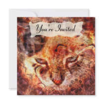 Wood Cat Invitations