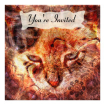 Wood Cat Invitations