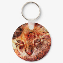 Wood Cat Keychain