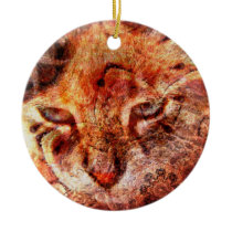 Wood Cat Round Ornament