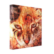 Wood Cat Square Wrapped Canvas Stretched Canvas Print