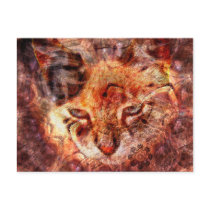 Wood Cat Unlined Notes Card Post Cards