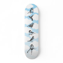 Wood cut birds in the clouds skateboards by cowpunch Wood cut birds in the clouds skateboards