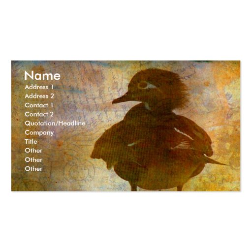 Wood Duck Hen Business Card Template (front side)