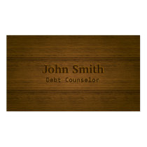 Wood Embossing Debt Counselor Business Card