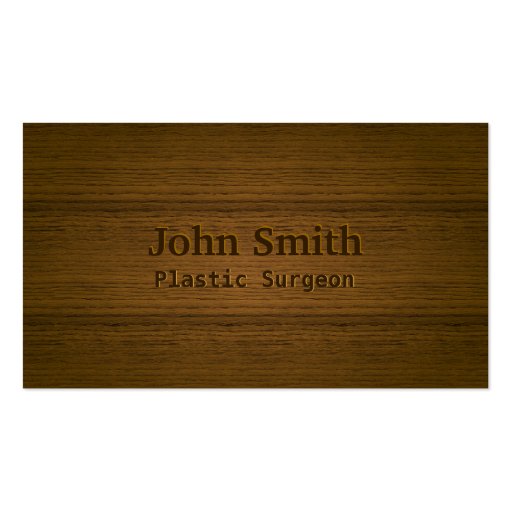 Wood Embossing Plastic Surgeon Business Card