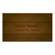 Wood Embossing Substitute Teacher Business Card