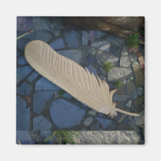Wood Feather 2 Inch Square Magnet