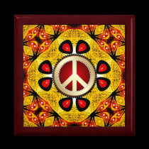 Wood Feather Peace Sign Wooden Gift Box gift boxes