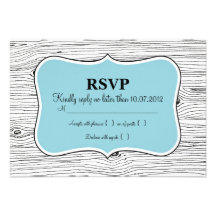Wood Grain Blue RSVP Invites