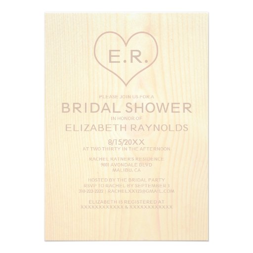 Wood Grain Bridal Shower Invitations