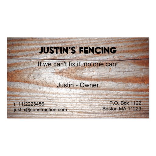 Wood grain business card (front side)