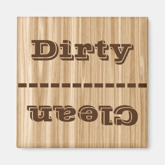 Wood Grain Look Dirty Clean Dishwasher Magnet