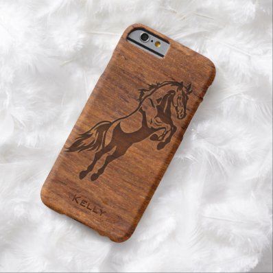 Wood Grain Look Horse Overlay Your Name Barely There iPhone 6 Case
