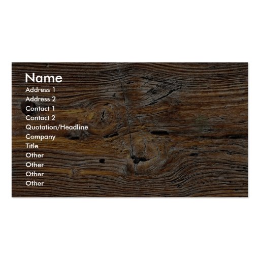 Wood grain, sheet of weathered timber business card templates (front side)