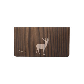 Wood Look Deer Personalized Check Book Cover Checkbook Cover