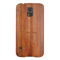 Wood look with custom engraved name galaxy s5 covers at Zazzle