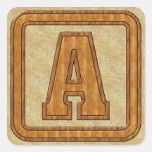Wood Monogram A Stickers