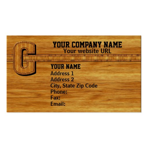 Wood Monogram C Business Card (front side)