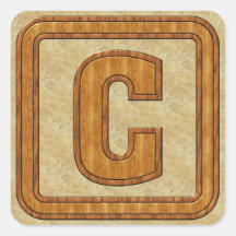 Wood Monogram C Square Sticker